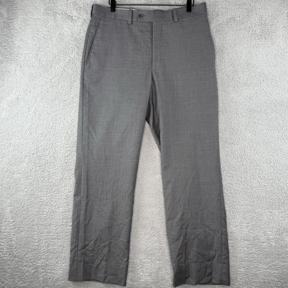 Aristo 18 Men's Solid Gray 100% Wool Dress Pants Flat Front Trousers Size 33